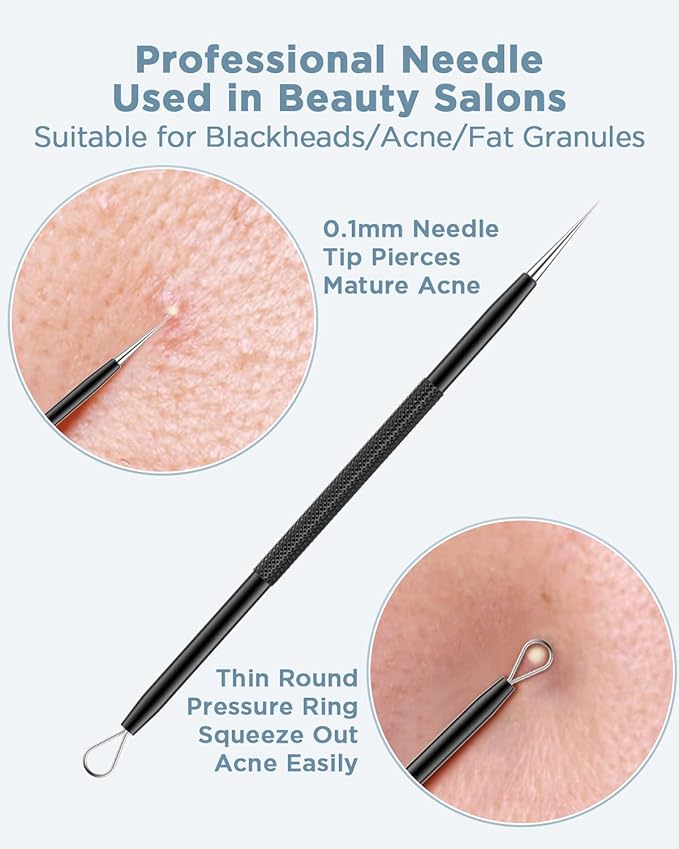 TAYTHI Blackhead Remover Tool, Pimple Popper Tool Kit, Blackhead Extractor Tool for Face, Extractor Tool for Comedone Zit Acne Whitehead Blemish, Stainless Steel Extraction Tools