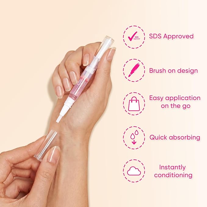 Nail Strengthen Oil Pen | Fast-Absorbing Cuticle Oil with Biotin & Ginseng | For Brittle & Peeling Nails | Jasmine, Rose, Lemon Scents | Home, Office, Travel Use (3PCS)
