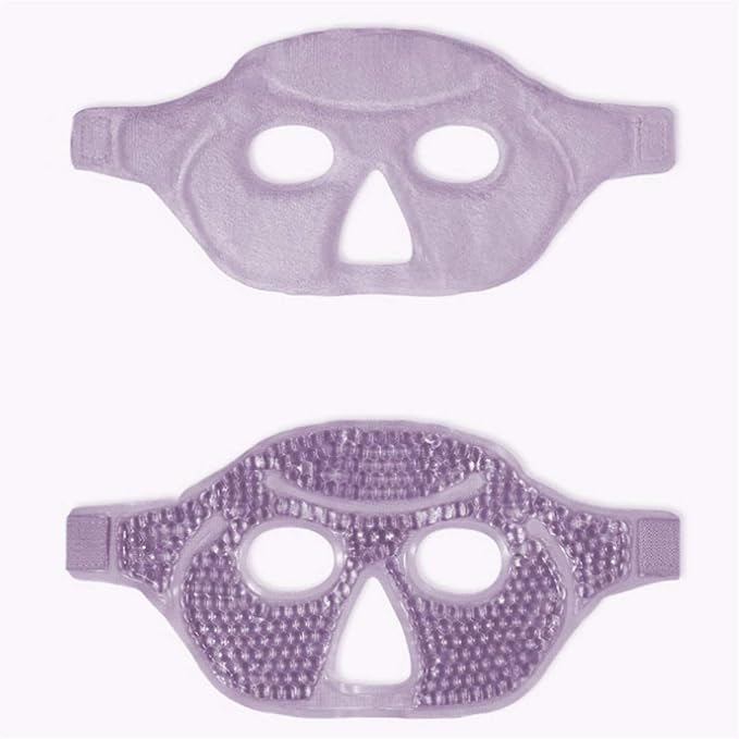 Cooling Gel Facial Mask, 2 PCS Reusable Face Pad for Puffiness & Swelling, Hot Cold Compress Heat Ice Gel Pack with Plush Backing for Migraine & Stress Relief, Pink and Purple