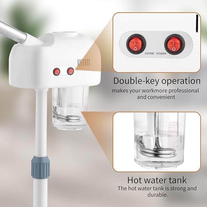 2 in 1 Facial Steamer with 3X Magnifying Lamp - Professional for Home & Beauty Salon