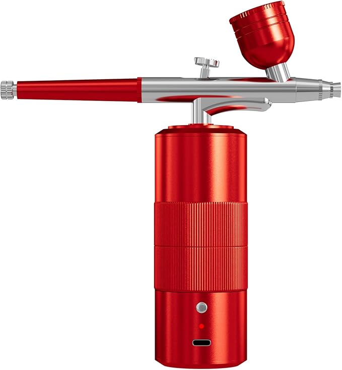 Airbrush Kit Portable Airbrush Air Brush Kit with Air Compressor Airbrush for Nails Airbrush Compressor High Pressure Nail Airbrush Machine Handheld Mini Air Brush Kit (red)