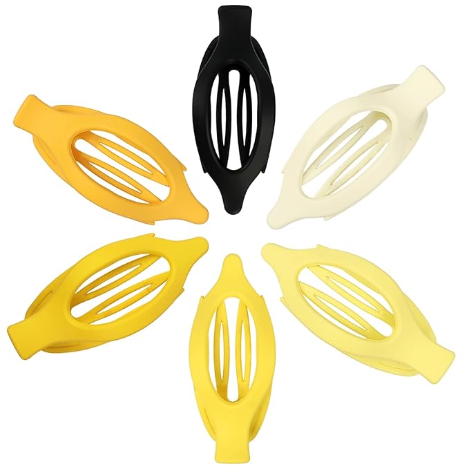 Flat Hair Clips for Women - 6 PCS French Flat Claw Clips Medium Hair Clips for Girls Large Hair Claw Clips for Thick or Thin Hair Strong Hold No Slip Hair Accessories for women (Yellow)