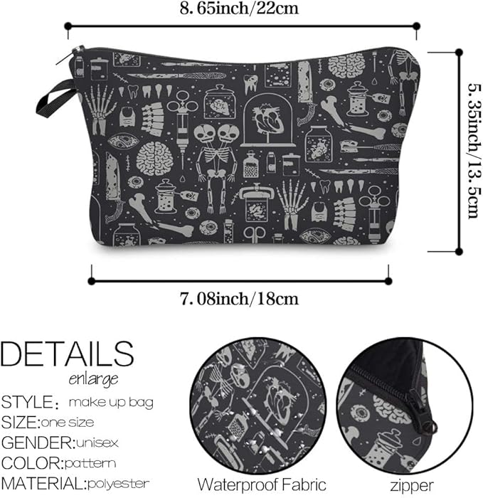 Deanfun Small Makeup Case - Cute and Waterproof Cosmetic Bag for Women(Happy Halloween D5-52254)
