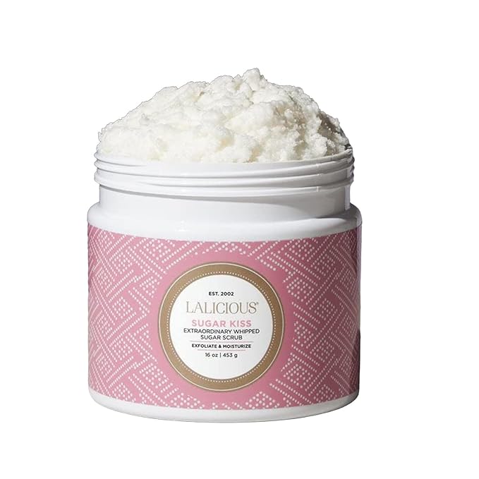 LALICIOUS Extraordinary Sugar Kiss Sugar Scrub for Body, Exfoliating Body Scrubs for Women, Moisturizing Body Exfoliator with Coconut Oil & Honey for Radiant Skin, Zero Greasy, No Parabens - 16oz