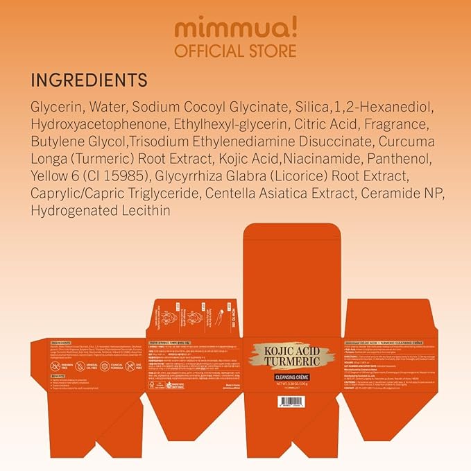 KOJIC ACID TURMERIC CLEANSING CRÈME | Balm to Oil Cleanser | Makeup Remover Cleansing Cream | No Eye Stinging | Helps Even Tone & Fade Hyperpigmentation w/Consistent Use 100ml / 3.38 Fl Oz