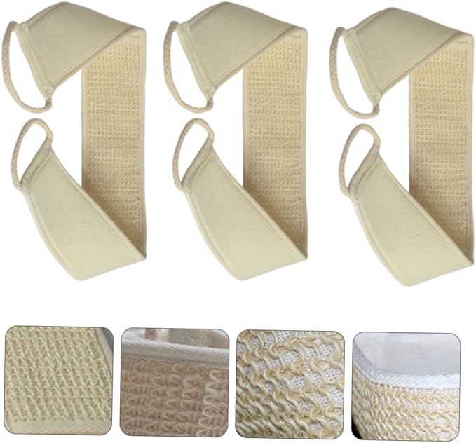 Beaupretty 3pcs Exfoliating Loofah Back Scrubber Strap for Skin Cleaning and Care Bath Body Washer for Men and Women for Daily Use Shower