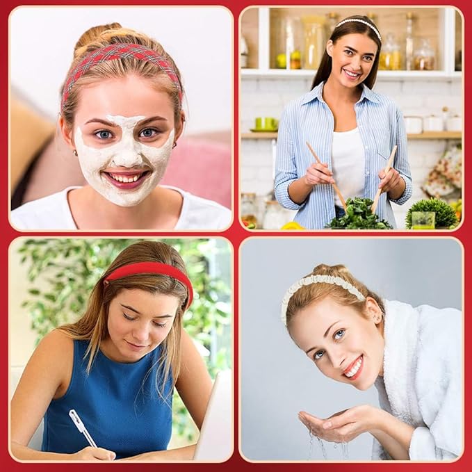 AHONEY 7 Pack Red Headbands for Women Girls Cute Headbands Fashon Non Slip Hairbands Hair Accessories Multi-style Headband Pack