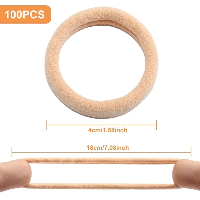 Bessrung 100 Pcs Thick Seamless Tan Hair Ties, Ponytail Holders Hair Accessories No Damage for Thick Hair,Suitable for Everyday Use(Light Blonde Colors)