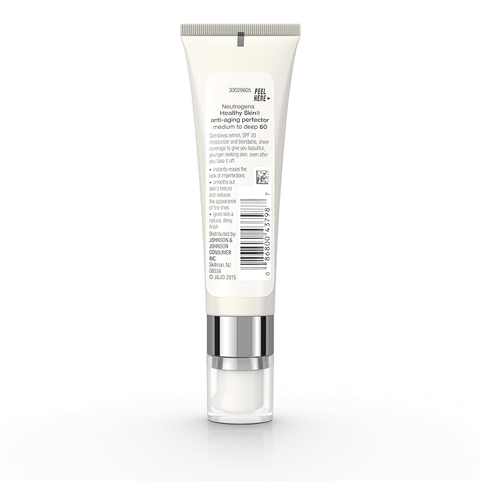 Neutrogena Healthy Skin Anti-Aging Perfector Tinted Facial Moisturizer and Retinol Treatment with Broad Spectrum SPF 20 Sunscreen with Titanium Dioxide, 60 Medium to Deep, 1 fl. oz