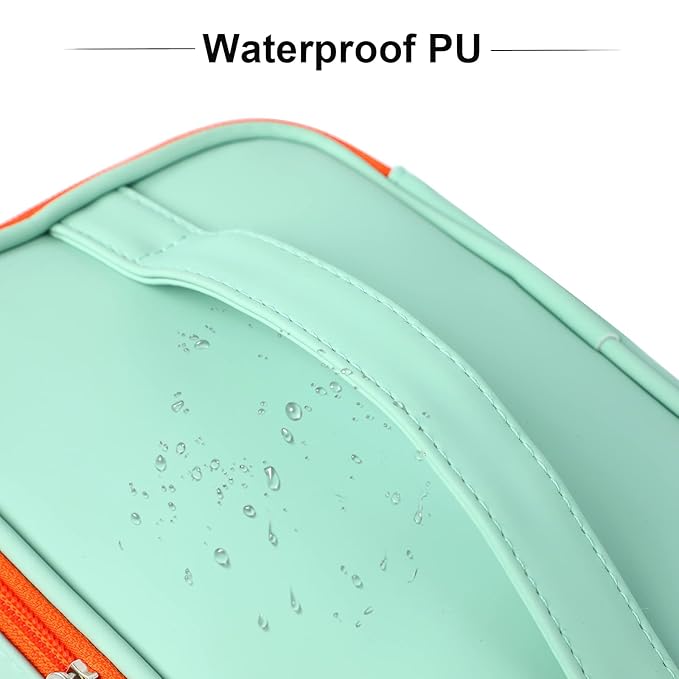 Meiyuuo Makeup Bag Large Cosmetic Bags for Women Girls Cute Travel Zipper Pouch Toiletry Organizer for Beauty Essentials Waterproof (Light Green)