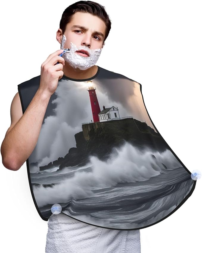Monochrome Sketch Style Gaming Print Beard Bib Shaving Apron, Beard Hair Trimming Cape Gift For Dad