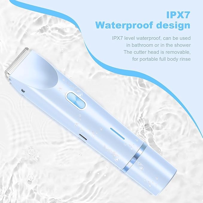 Electric Shaver for Women, 2-in-1 Electric Razor for Womens Legs Underarm Face Pubic Hairs, Rechargeable Razor Body Hair Trimmer Wet & Dry Use,Light Blue
