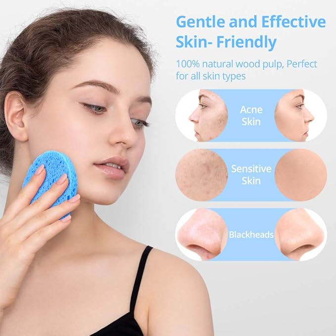 Natural Facial Cleansing Sponges- 20 Count Compressed Facial Sponges Cellulose Reusable Soft Cosmetic Esponjas para Faciales for Professional Makeup Removal, Facials Spa, Exfoliator, Skin Massage111