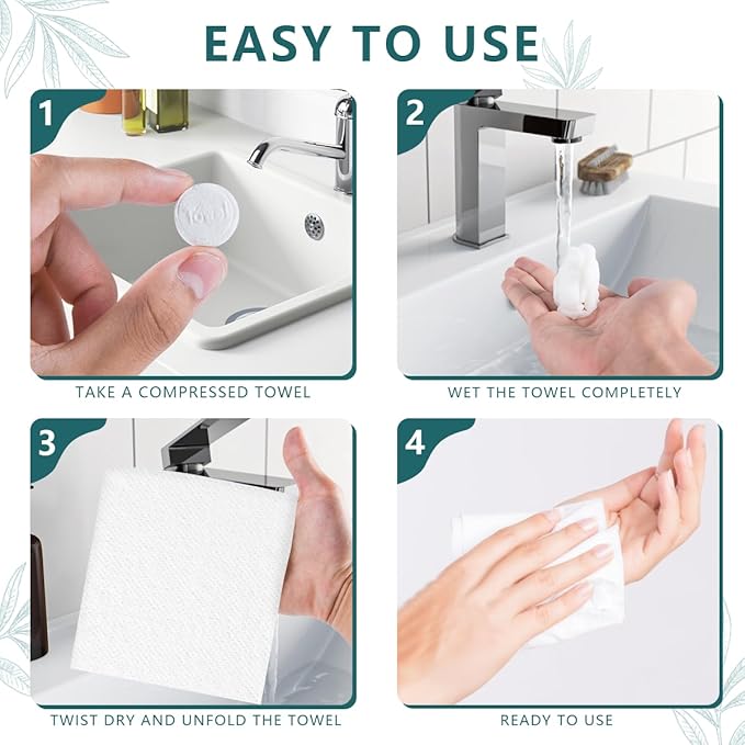 200 Pieces Compressed Towels Portable Disposable Mini Compressed Coin Tissue Toilet Paper Tablets for Travel, Camping, Hiking, Sport, Beauty Salon, Hand Wipes