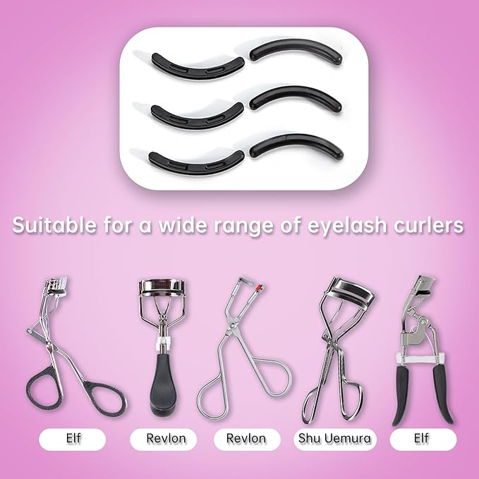 Eyelash Curler Refill Pads Compatible with Shiseido,Eyelash Curler Refill,Silicone Lash Curler Refill Pads Compatible with Revlon Elf Shu uemura,24PCS (Black)