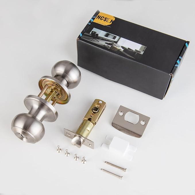Brushed Nickel Door Knobs Interior,Bath & Bed Privacy Door Knob, Keyless Door Lock Round Doorknobs