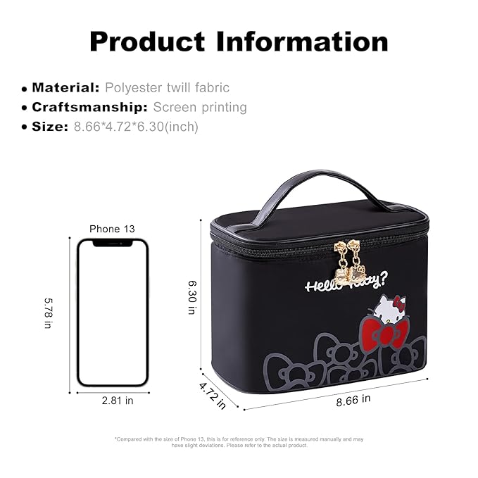 Vimanllie Makeup Bag Large Waterproof Cosmetic Bag with Dedicated Brush Holder, Cute Printed Makeup Organizer for Women Traveling,Portable Toiletry Bag for Home & Holiday