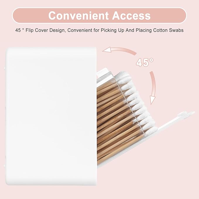 Qtip Holder, Wall Mount Qtip Holder Organizer for Bathroom Cotton Swabs, Balls, Cosmetic Cotton Pads, Dental Floss Storage - White