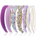 AHONEY 7 Pack Headbands for Girls Women Headbands Trendy Non Slip Hairbands Cute Hair Accessories Multi-style Pearl Headband Pack Diademas Para Mujer (Purple)