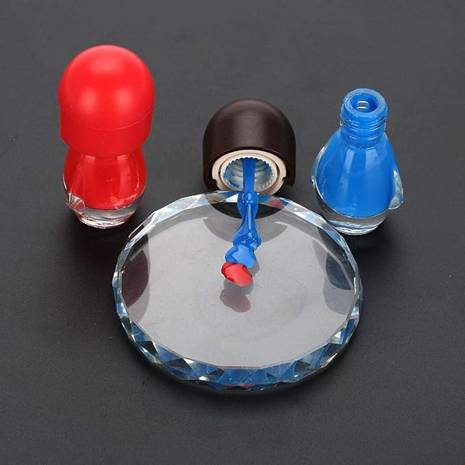 Glass Nail Art Palette, Round Makeup Mixing Palette for Nail Polish, Gel & Paint, Cosmetic Glass Tray for Nail Art, Eyelash Glue & DIY Drawing Tool