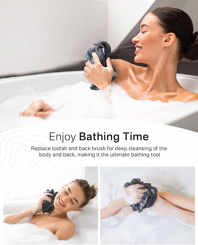 Yiclick 2PCS Exfoliating Washcloth Towel - Exfoliating Body Scrubber Exfoliator, Loofah Sponge Wash Cloth, Korean & Japanse & African Net Sponge Rag - Back Scrubber Washer for Use in Shower Bath