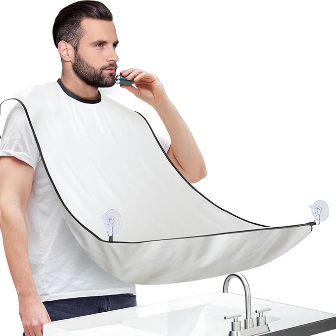Beard Bib Apron, Adjustable Beard Trimming Hair Catcher, Christmas Gift for Dad