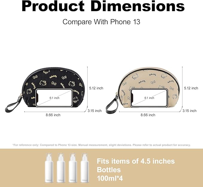 AmBealla 2PCS Cosmetic Bag Storage Purse Bag for Women,Cute Compact Travel Makeup Bag for Keys and Phone,Practical for Girls,Travel Bag for Toiletry