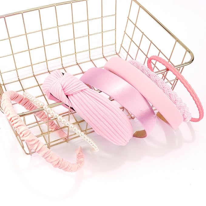 AHONEY 7 Pack Pink Headbands for Girls Women Headbands Trendy Non Slip Hairbands Cute Hair Accessories Multi-style Headband Pack Diademas Para Mujer (Pink)