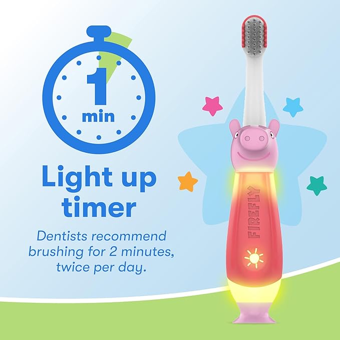 First Firefly Peppa Pig Light Up Timer Toothbrush with Extra Soft Bristles, 1 Count