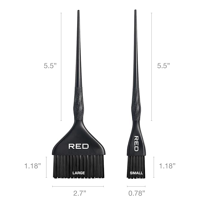 RED by Kiss Professional Dual Tapered Hair Dye Brush, Double Layered Bristles, Non-Slip Spiral Handle, Salon Precision Tool (Large, Small 2 PK)