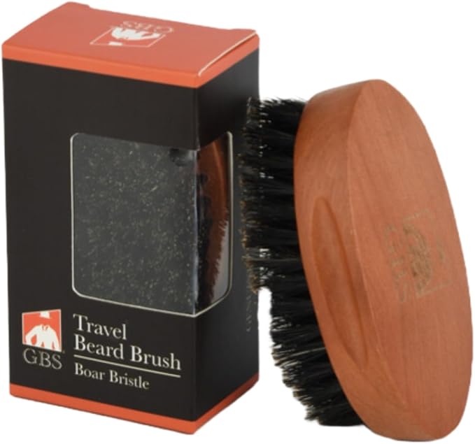 GENTS Boar Bristle Beard Brush for Men - Natural Wood Handle Grooming Kit - Travel Size Beard Care & Styling Tool for All Beard Types - 100% Natural Bristles