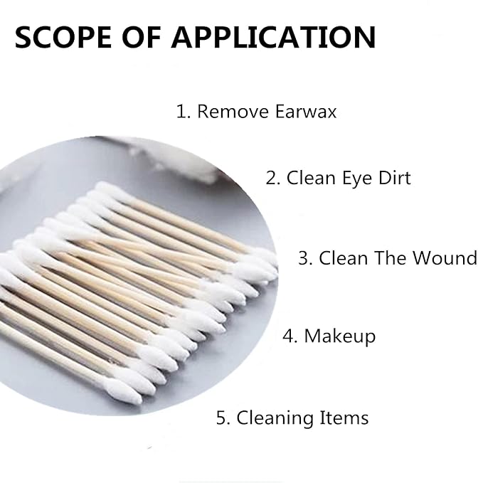 Cotton Swabs, 1000 Count Bamboo Sticks Cotton Swabs with Storage Box Cotton Buds with Wooden Handles For Ears Makeup or Nails Personal Care, One Pointed Tip