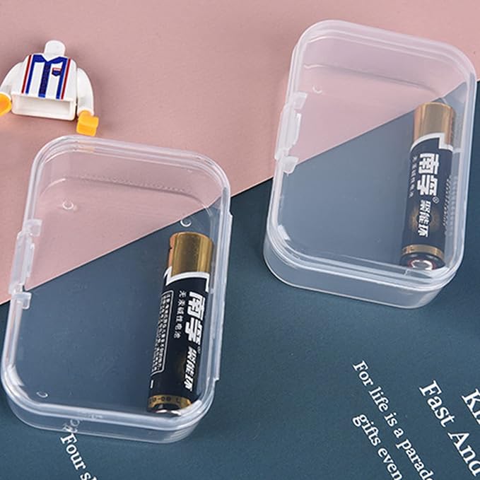 100 Pack Rectangular Mini Clear Plastic Storage Containers Box with Hinged Lid for Beads and Other Small Craft Items (2.56 x 1.77 x 0.79 inch)