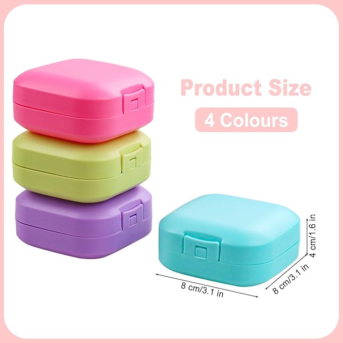 Plastic Square Cotton Pad Holder - Pack of 4, Multiple Colors, Portable Travel and Sealed, Suitable for Makeup Remover Cotton Balls
