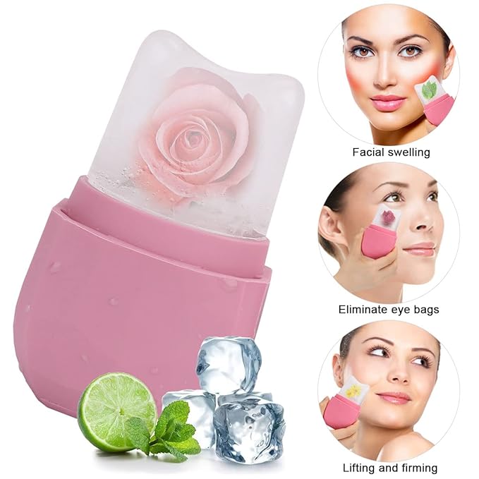 Ice Roller for Face and Eye, Upgraded Ice Face Roller Facial Beauty Ice Roller Skin Care Tools, Ice Facial Roller Gua Sha Face Massage, Silicone Ice Mould for Face Beauty Remove Fine Lines (Purple)