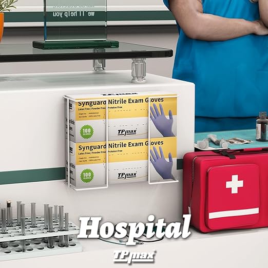 XL Gloves Box Facial Tissue Box Holder,Wire Rack Dispenser for Gloves,Tissues Paper Towels Organizer - Mounting Accessories Included - Holds up to 2 Boxes - Perfect for Lab, Food Service and Home