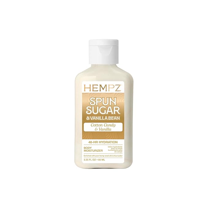 Hempz Cotton Candy Scented Body Lotion – Spun Sugar & Vanilla Bean, Hydrating Moisturizer for Dry Skin, Body & Hands, Self Care Routine Must Have, 2.25 Fl Oz.