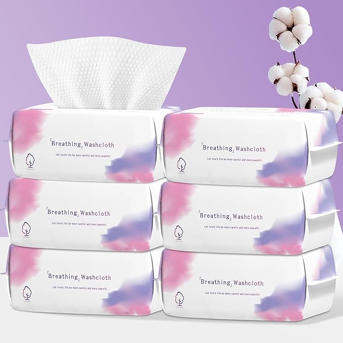 Disposable Face Towel 600 Count, Soft Cotton Face Towels, Dry Wipes Facial Cloths Towelettes for Washing and Drying, Lint Free Facial Tissue for Skincare, Makeup Remover and Cleansing
