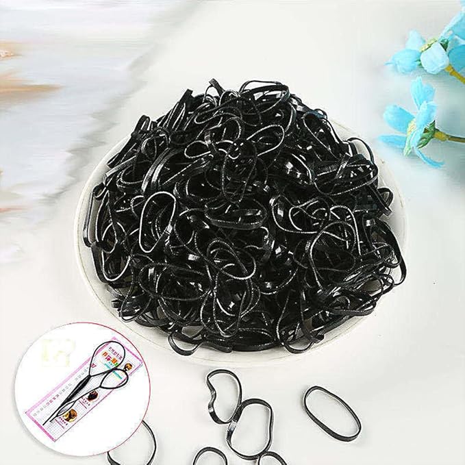2000 PCS Black Hair Accessories Set: Mini Elastic Ponytail Bands, Non-Slip Small Ties for Girls, Soft Rubbers with 2 Topsy Tail Tools