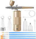 Airbrush Kit Portable Airbrush Air Brush Kit with Air Compressor Airbrush for Nails Airbrush Compressor High Pressure Nail Airbrush Machine Handheld Mini Air Brush Kit (Gold)