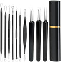Pimple Popper Tool Kit,10 Pcs Professional Blackhead Remover Comedones Extractor for Easy Removal for Pimples,Blackheads,Zit Removing, Facial and Nose, Acne Removal Kit with Metal Box (Black)