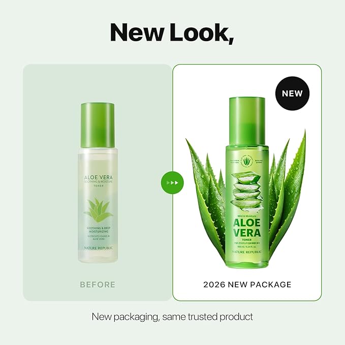 Nature Republic Mild & Moisture Aloe Vera Toner – Soothing & Hydrating Facial Toner, Lightweight Refreshing Formula, Korean Skincare (5.24 Fl Oz)