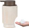 Fun Elements Foaming Soap Dispenser, Wood Grain Plastic Soap Dispenser, 10oz Refillable Bottle for Liquid Soap - Kitchen, Sink, Bathroom