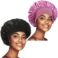 2 Pack Satin Bonnet Silk Bonnet for Sleeping Women, Hair Sleep Bonnets for Women, Wide Soft Band Large Sleep Cap for Curly Hair Braids