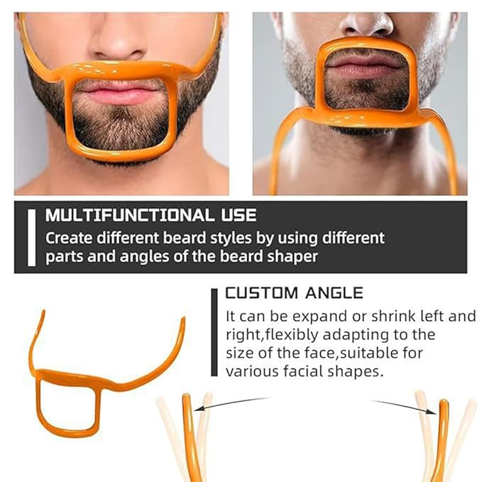 Beard Styling Template Goatee Mustache Grooming Guide Stencil Lineup Tool Shaving Template for Men Face Hair Styling Hairline Shaping Orange