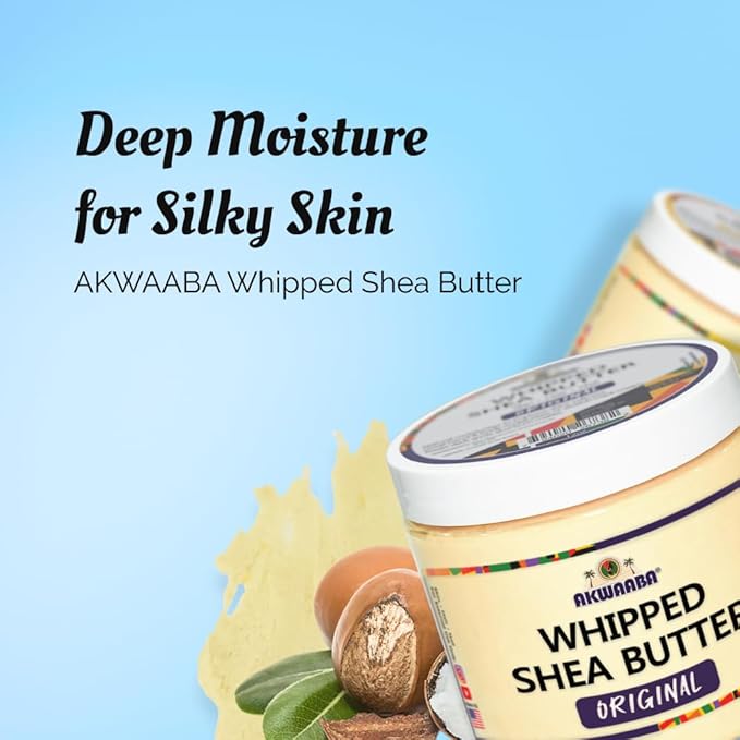 AKWAABA Whipped Shea Butter (Baby Powder) – Nourishes & Moisturizes | Made with Shea Butter | No Dyes & Parabens | 12 oz / 340 g