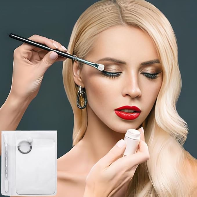 Cosmetic Makeup Palette with Spatula Stainless Steel Make Up Mixing Palette for Women Girls Face 4.5 x 2.9 Inches