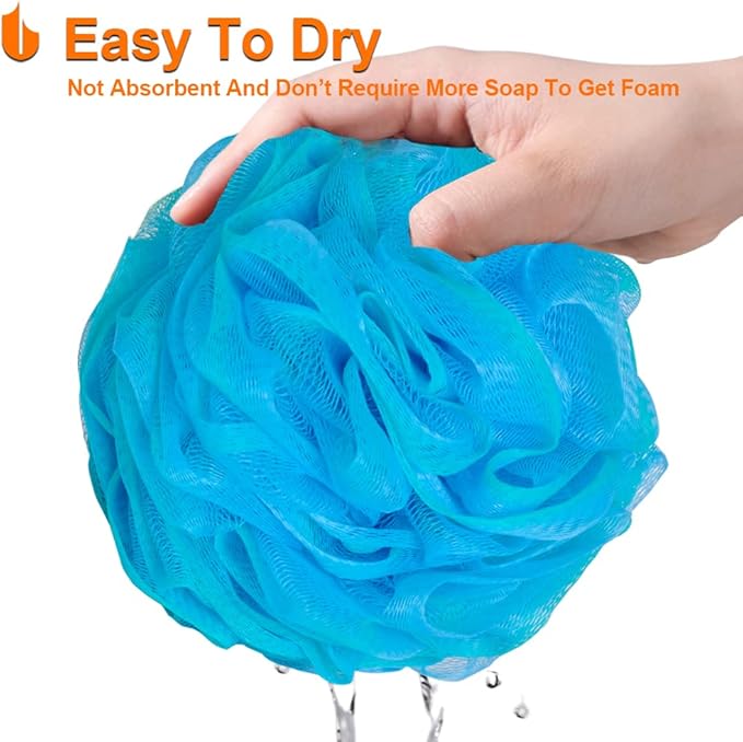 Urbanstrive Shower Bath Sponge XL 75g Soft Shower Loofahs Balls for Body Wash Men Women Bathroom Accessories, 1 Pack, Black (Blue-Green)