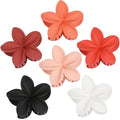 Flower Hair Clips for Women 6 Pcs Hawaiian Large Claw Clips Plumeria Medium Hair Claw Clips for Thick Thin Hair Hibiscus Tropical Beach Hair Accessories for Women Girls and Girls (Orange)