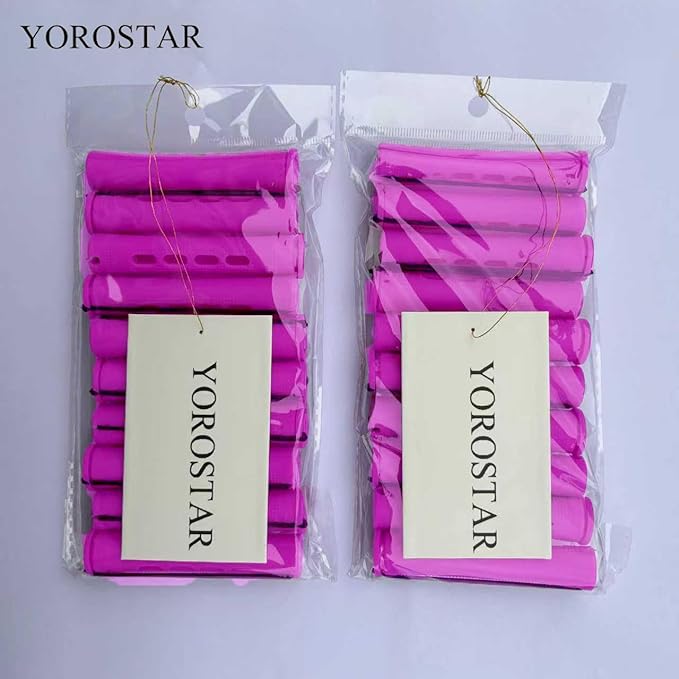 YOROSTAR 20pcs Purple Plastic Perm Rods Set for Natural Hair Cold Wave Rods Hair Curlers Rollers for Long Short Women's Hair DIY Hairdressing Tools